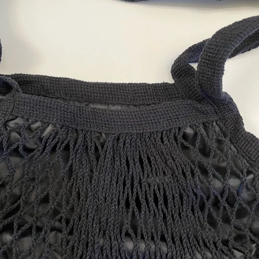 Fishnet Over Nylon Lightweight Tote- Black - NWT